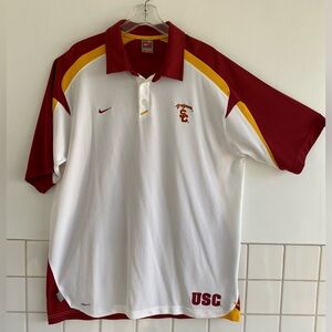 Nike Team Authentic USC Trojans Nike Fit Dry Polo Shirt White Red Yellow. Sz XL